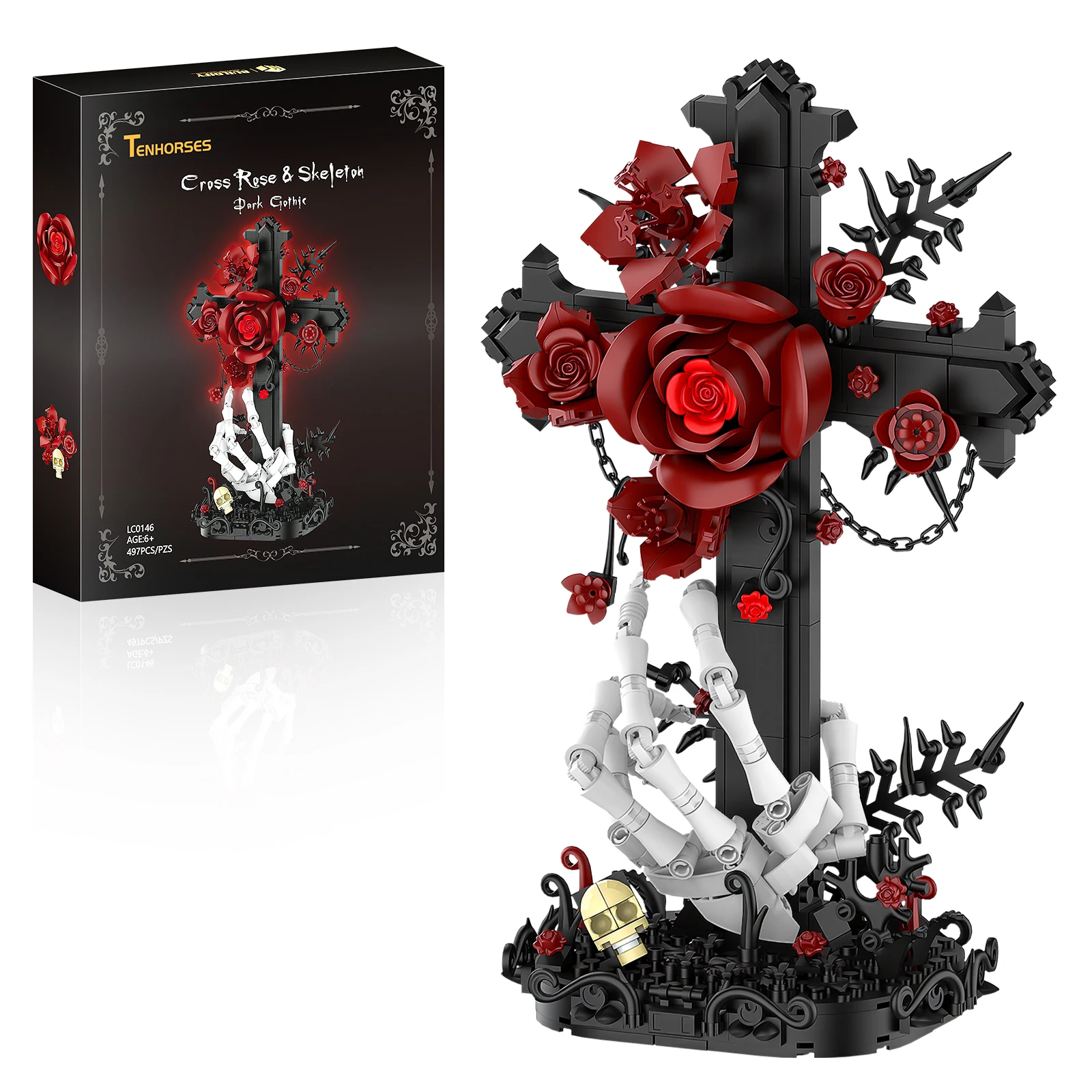 Gothic Red Rose Cross Building Blocks Set with Skeleton Hand, Compatible with Major Brands, Dark Art Collectible Decor Gift for Adults Teens, 497Pcs
Gothic Red Rose Cross Building Blocks Set with Skeleton Hand, Compatible with Major Brands, Dark Art Collectible Decor Gift for Adults Teens, 497Pcs