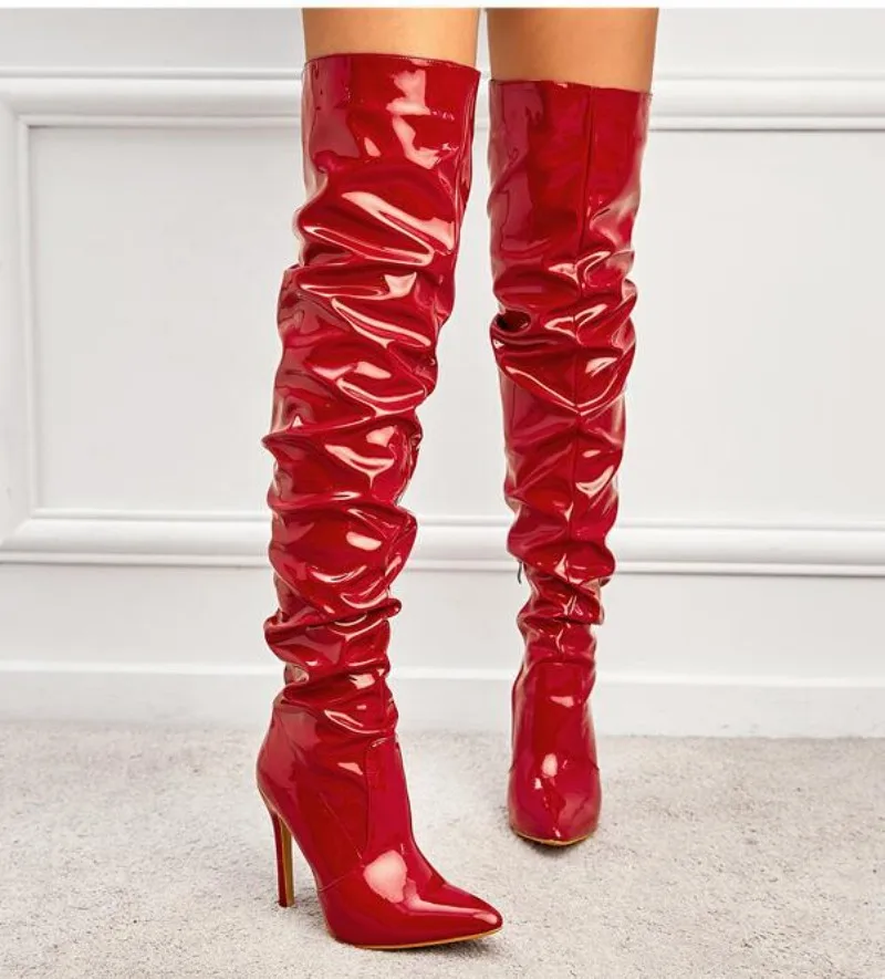 Fashion Leather Thigh High Over The Knee Boots Sexy Pointed Toe Stripper Heels White Booties Fashion Motorcycle Shoes Women Pump
Fashion Leather Thigh High Over The Knee Boots Sexy Pointed Toe Stripper Heels White Booties Fashion Motorcycle Shoes Women Pump
