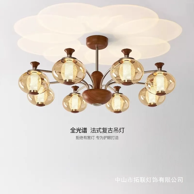 French medieval style living room chandelier 2026 new retro new Chinese style eye protection main lamp walnut lamp
French medieval style living room chandelier 2026 new retro new Chinese style eye protection main lamp walnut lamp