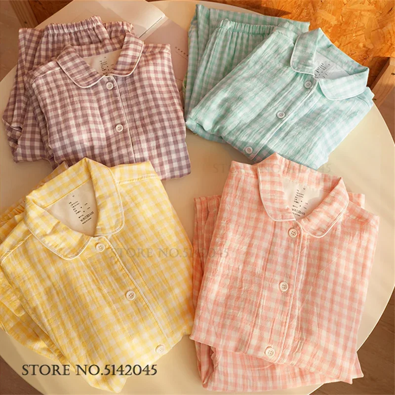 Spring Autumn Couple Cotton Pajamas Set Loungewear Print Plaid Long Sleeve Trouser Suits Pijamas Suit Loose Homewear Loungewear
Spring Autumn Couple Cotton Pajamas Set Loungewear Print Plaid Long Sleeve Trouser Suits Pijamas Suit Loose Homewear Loungewear