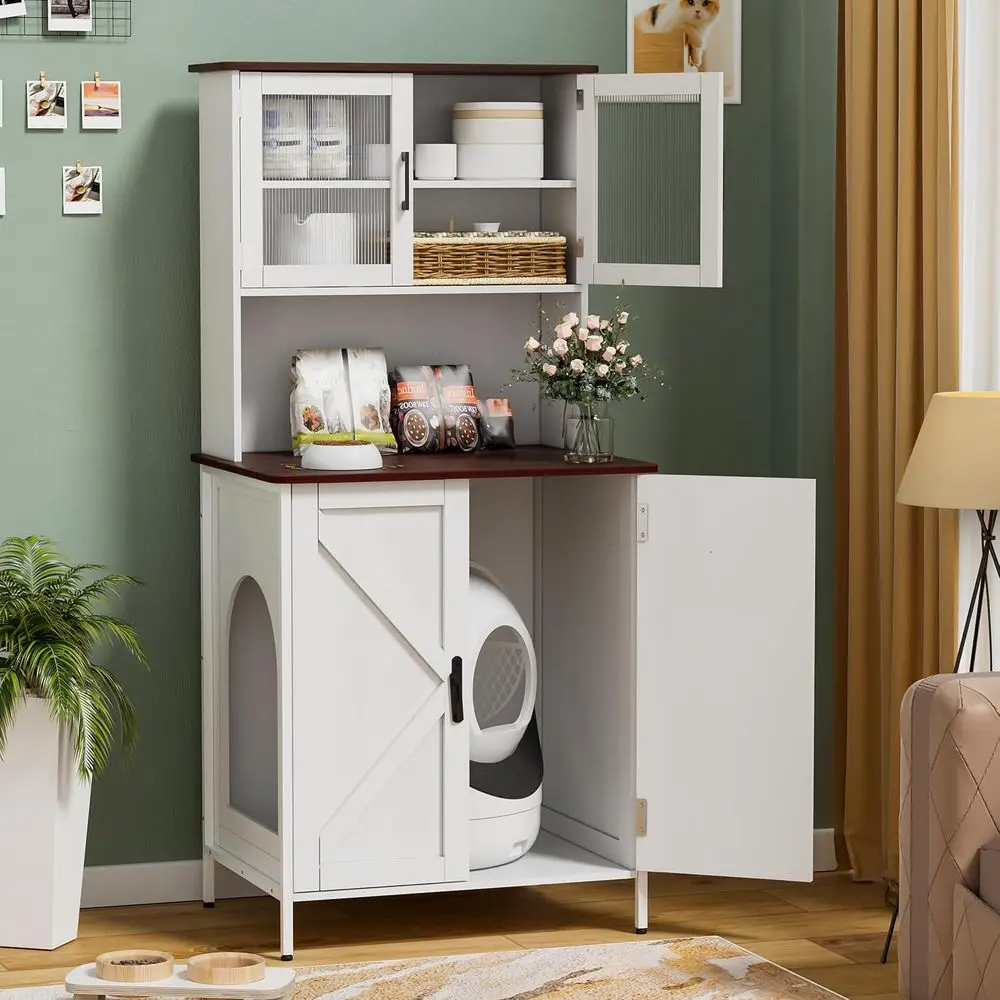 Hidden Cat Litter Box Cabinet with Storage and Self-Cleaning Features
Hidden Cat Litter Box Cabinet with Storage and Self-Cleaning Features