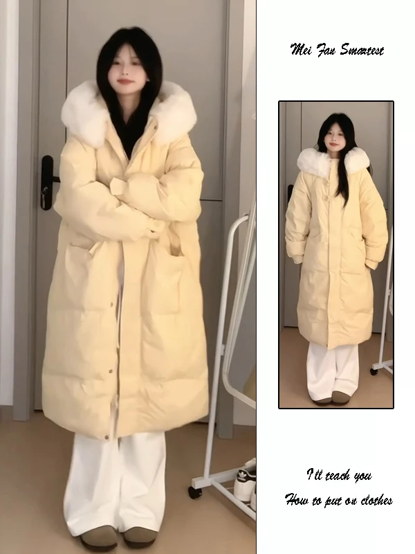 Retro Large Fur Collar down Jacket Women's Winter Thickened Loose Cotton Coat Mid-Length New 2026 Stylish Commute Style
Retro Large Fur Collar down Jacket Women's Winter Thickened Loose Cotton Coat Mid-Length New 2026 Stylish Commute Style