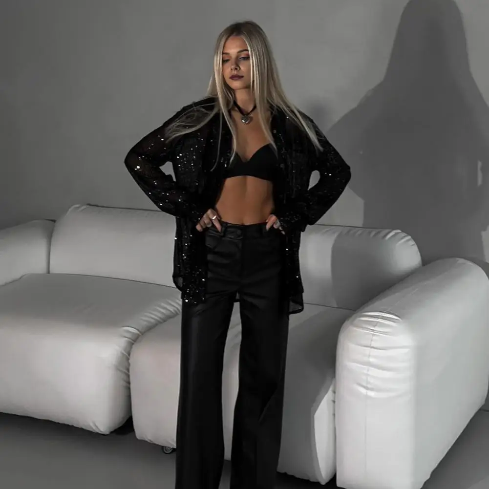 Офисная блузка, женская рубашка с блестками и лацканами, блузка с длинными рукавами, блестящий кардиган, топ, свободная одежда для вечеринок в ночном клубе для женщин
Офисная блузка, женская рубашка с блестками и лацканами, блузка с длинными рукавами, блестящий кардиган, топ, свободная одежда для вечеринок в ночном клубе для женщин