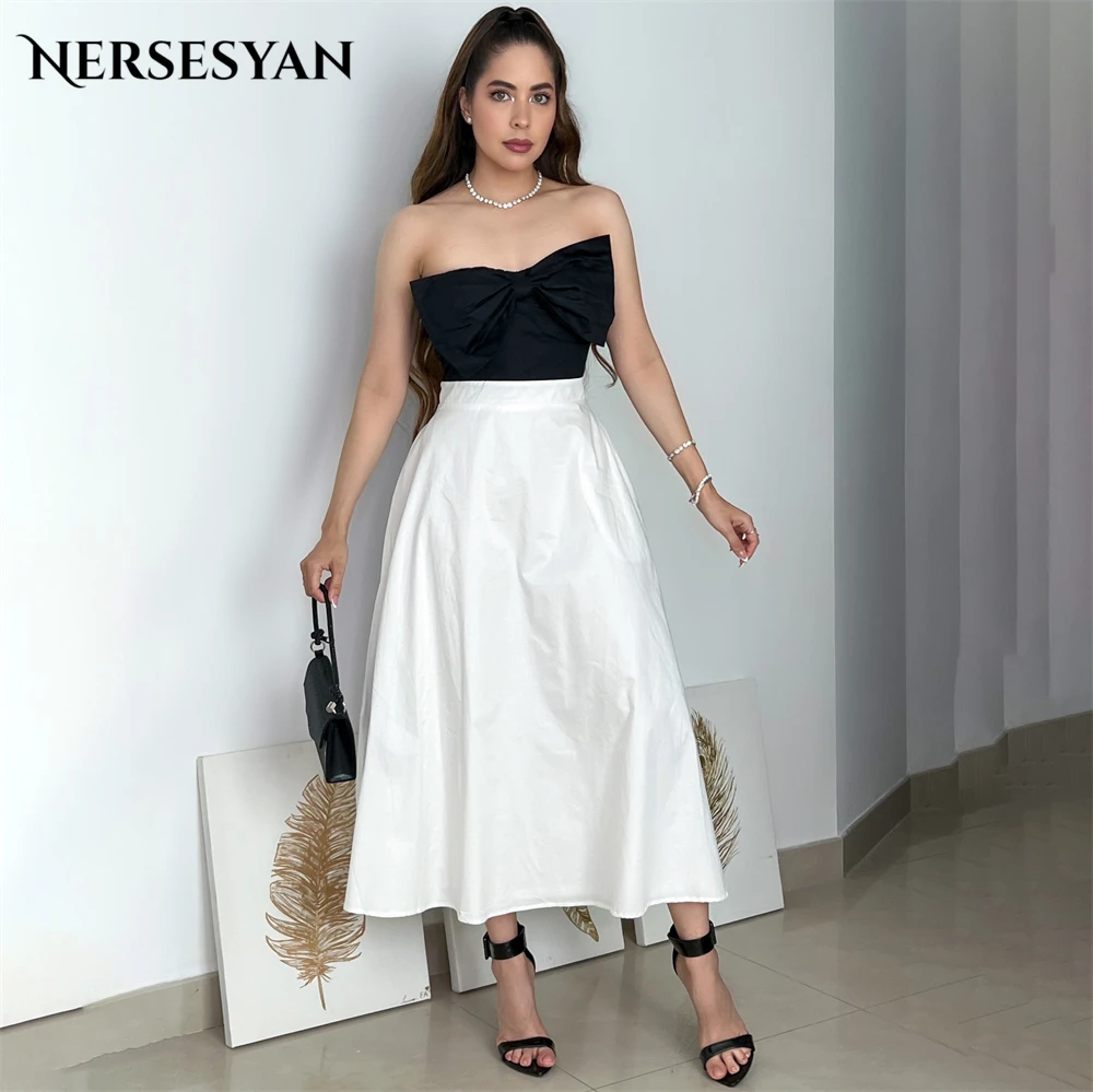 Nersesyan Black And White Bow Prom Dresses Off Shoulder Sleeveless A Line Formal Dress Backess Satin Party Gowns 2025 Customized
Nersesyan Black And White Bow Prom Dresses Off Shoulder Sleeveless A Line Formal Dress Backess Satin Party Gowns 2025 Customized
