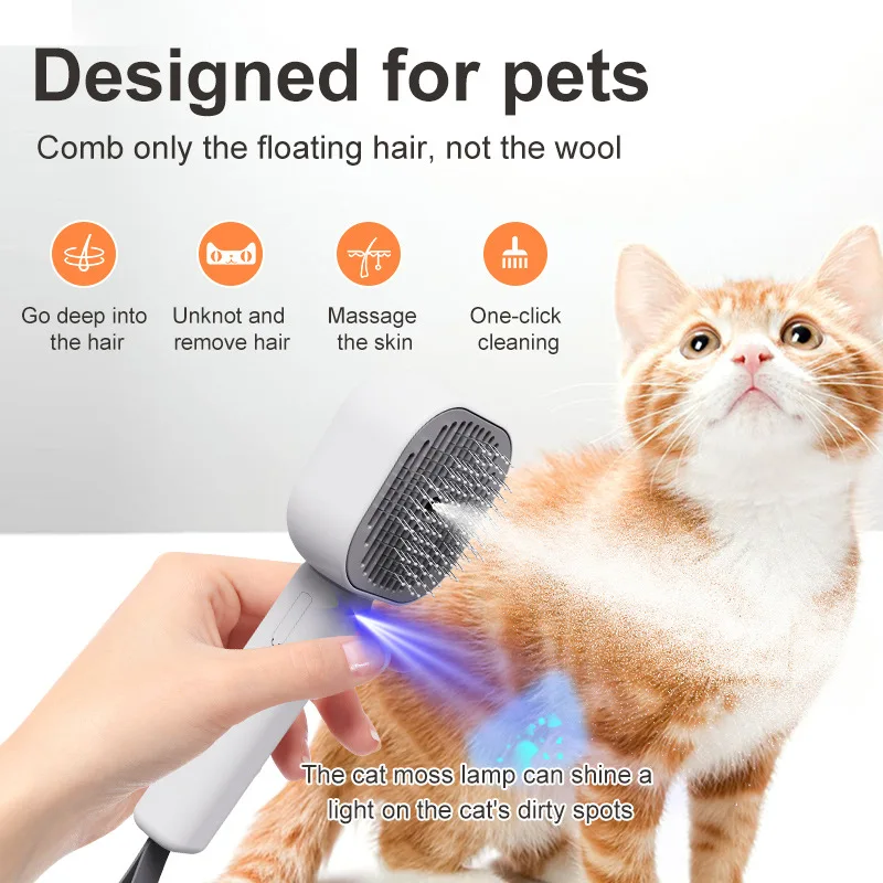 Pet Spray Comb Ultraviolet Sterilization New Product Cat Cleaning Massage Comb Dog Hair Removal Comb Pet Supplies
Pet Spray Comb Ultraviolet Sterilization New Product Cat Cleaning Massage Comb Dog Hair Removal Comb Pet Supplies
