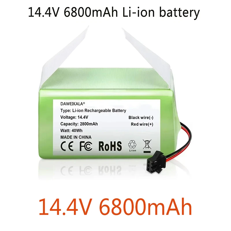 14.4V 6800mAh Li-ion Rechargeable Replacement Battery Compatible with Ecovacs Deebot N79S N79 DN622 Eufy RoboVac 11 11S
14.4V 6800mAh Li-ion Rechargeable Replacement Battery Compatible with Ecovacs Deebot N79S N79 DN622 Eufy RoboVac 11 11S