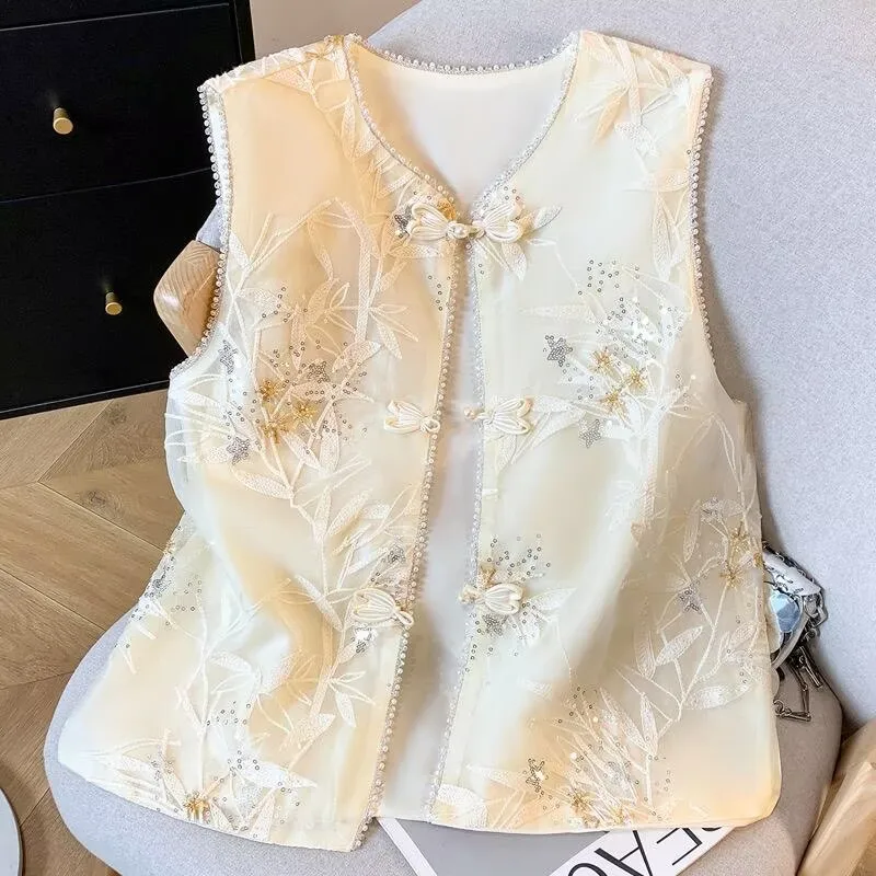 Женский жилет в китайском стиле, ретро-жилет без рукавов, тонкий вышитый однобортный жилет для женщин, летний
Женский жилет в китайском стиле, ретро-жилет без рукавов, тонкий вышитый однобортный жилет для женщин, летний