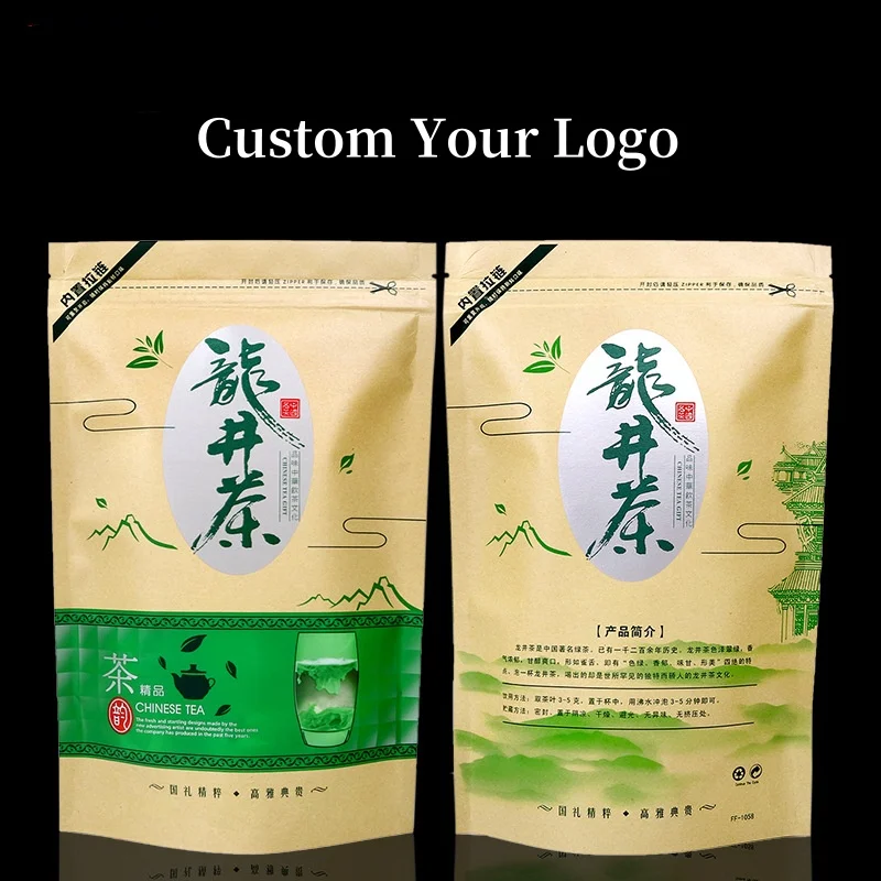 Kraft Tea Bag, Custom Process Printed Logo, Moisture-Proof Self-Supporting Zipper, Gift Bag, Nut Sugar Cooked Food Packaging
Kraft Tea Bag, Custom Process Printed Logo, Moisture-Proof Self-Supporting Zipper, Gift Bag, Nut Sugar Cooked Food Packaging