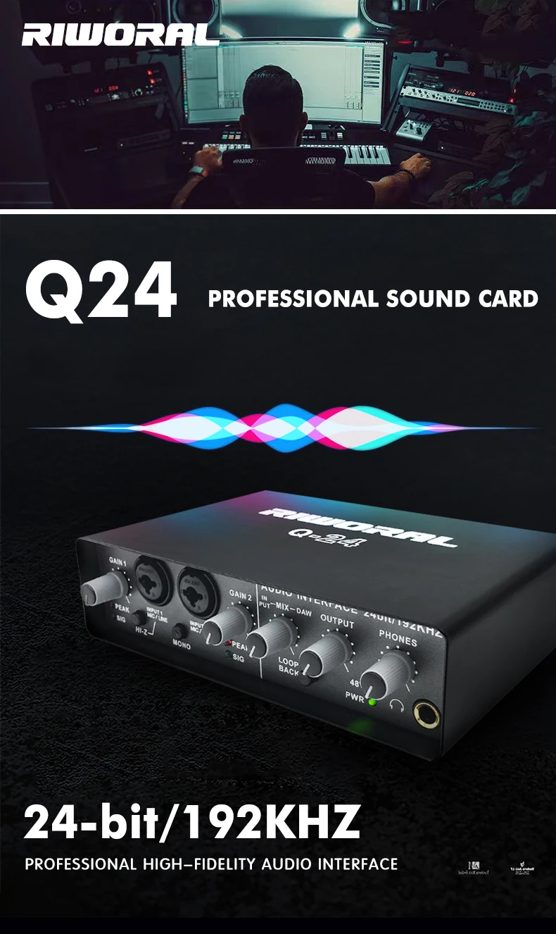 Q-24 Hot Selling Professional Audio Sound Cards Mixers Live Sound Card for Recording Studio
Q-24 Hot Selling Professional Audio Sound Cards Mixers Live Sound Card for Recording Studio