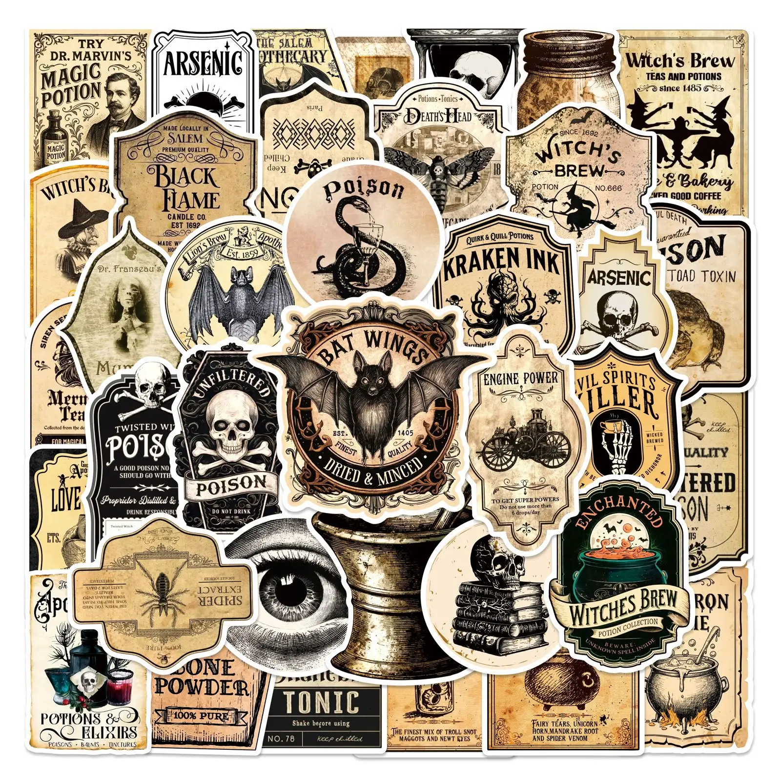 50Pcs Retro Pharmacist Witch Potion Graffiti Stickers Stationery Luggage Scooter Notebook Guitar Fridge Skateboard Stickers
50Pcs Retro Pharmacist Witch Potion Graffiti Stickers Stationery Luggage Scooter Notebook Guitar Fridge Skateboard Stickers