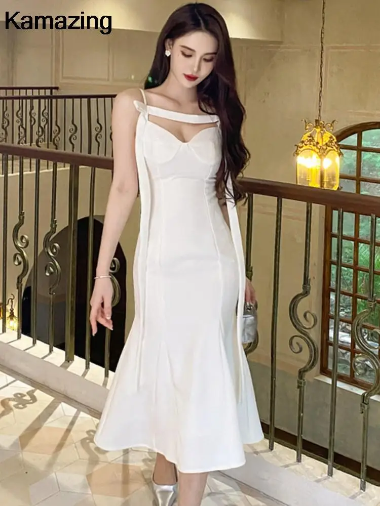 Elegant Solid Mermaid Dresses Sexy Spaghetti Strap Sleeveless Evening Party Midi Dress Summer Spring Casual Vestidos New Clothes
Elegant Solid Mermaid Dresses Sexy Spaghetti Strap Sleeveless Evening Party Midi Dress Summer Spring Casual Vestidos New Clothes