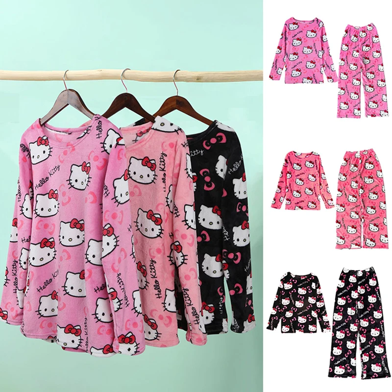 Фланелевая пижама с мультяшным Hello Kitty, милые модные осенне-зимние брюки, пижамы, мягкая утепленная теплая Повседневная Домашняя одежда
Фланелевая пижама с мультяшным Hello Kitty, милые модные осенне-зимние брюки, пижамы, мягкая утепленная теплая Повседневная Домашняя одежда