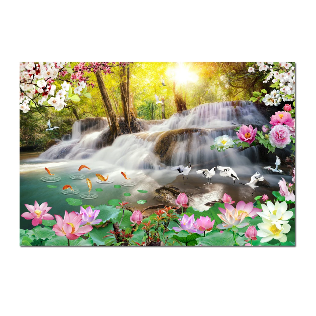 Forest Waterfalls Landscape Koi Fish Flower Painting Modern Canvas Prints Picture on Canvas Wall Art for Living Room HYS1096
Forest Waterfalls Landscape Koi Fish Flower Painting Modern Canvas Prints Picture on Canvas Wall Art for Living Room HYS1096