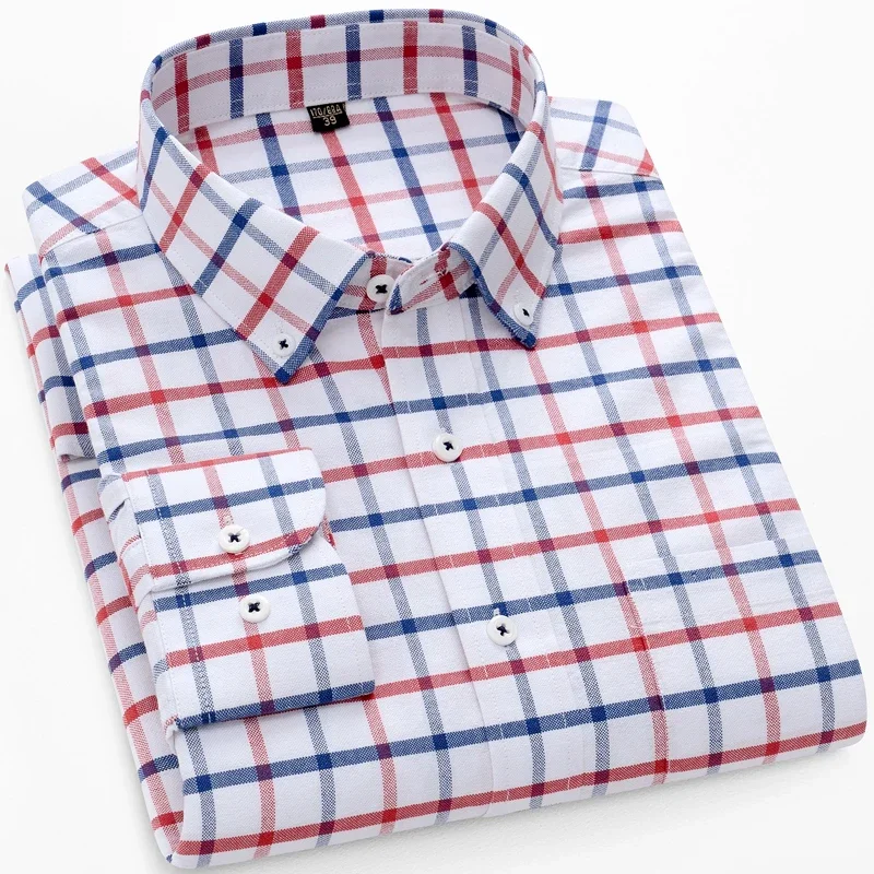 Men Spring Autumn Plaid Striped Oxford Shirts Long Sleeve Check Shirt Chest Pocket Work Casual Standard-fit 100% Cotton
Men Spring Autumn Plaid Striped Oxford Shirts Long Sleeve Check Shirt Chest Pocket Work Casual Standard-fit 100% Cotton