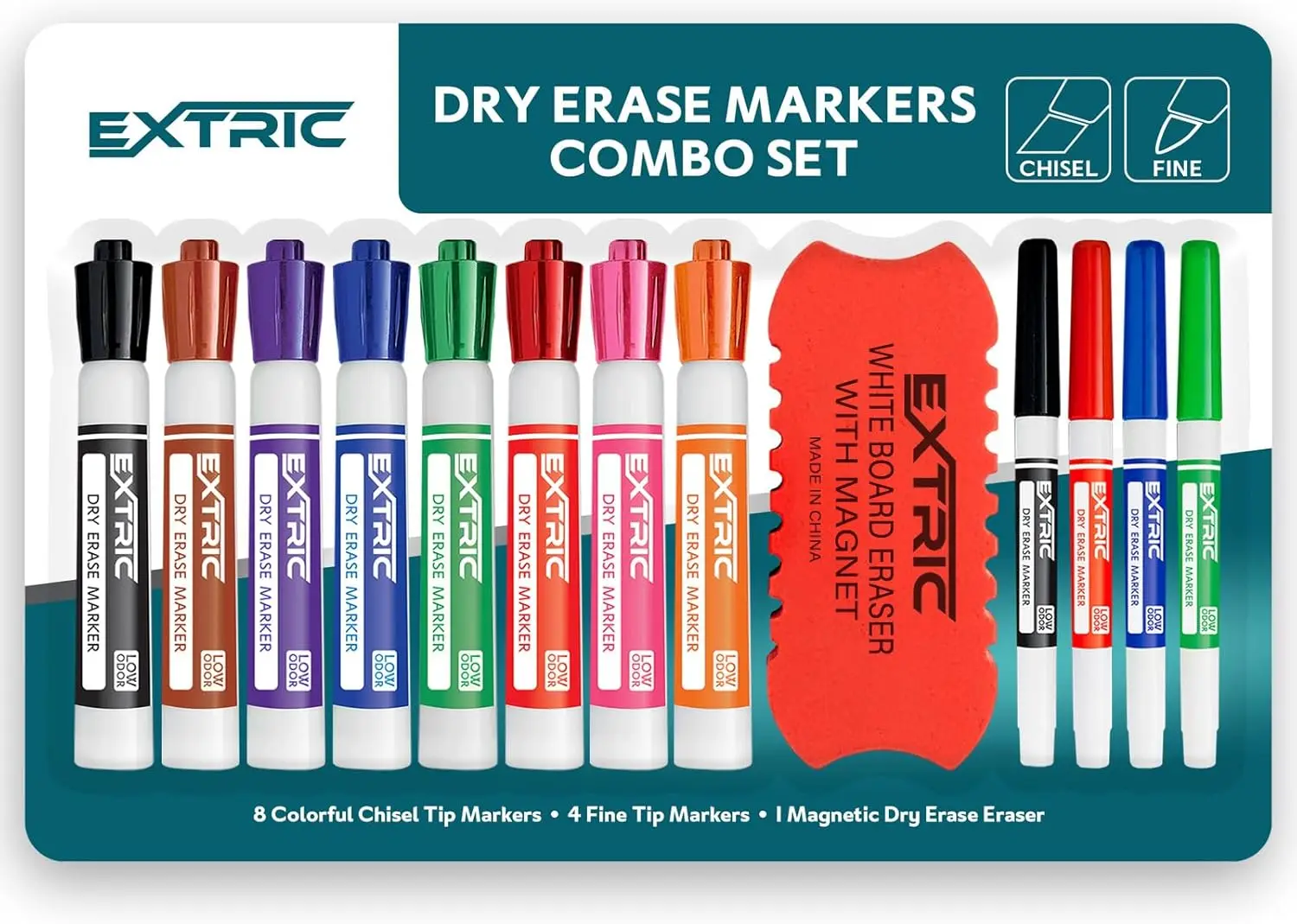Dry Erase Markers with Eraser, 12-Pack Whiteboard Marker Set for Classroom Teacher Office
Dry Erase Markers with Eraser, 12-Pack Whiteboard Marker Set for Classroom Teacher Office