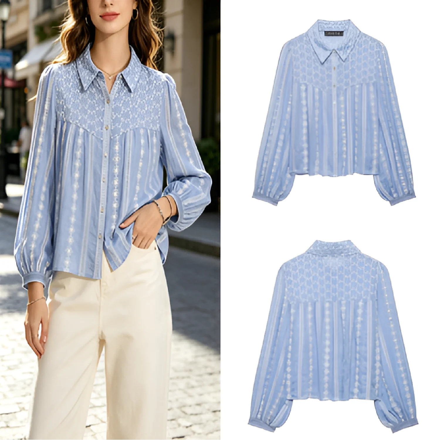 2026 Summer Women Romantic Top Long Sleeve Collar Hollow Embroidery Shirt Fashion Versatile Hollow Out Blouse Short Shirt
2026 Summer Women Romantic Top Long Sleeve Collar Hollow Embroidery Shirt Fashion Versatile Hollow Out Blouse Short Shirt