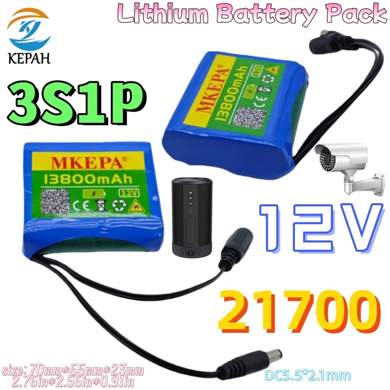 High Capacity 21700 12V 3S1P 13.8Ah Li-ion Battery Pack for Camping CCTV Backup +12.6V Charger
High Capacity 21700 12V 3S1P 13.8Ah Li-ion Battery Pack for Camping CCTV Backup +12.6V Charger