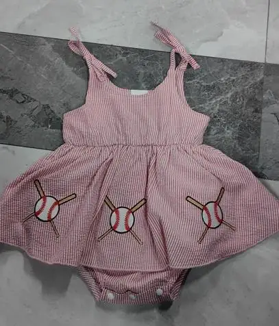 Baby Girls Romper Dress Tie-up Sleeveless Striped Embroidery Baseball Bodysuit Summer Clothes
Baby Girls Romper Dress Tie-up Sleeveless Striped Embroidery Baseball Bodysuit Summer Clothes