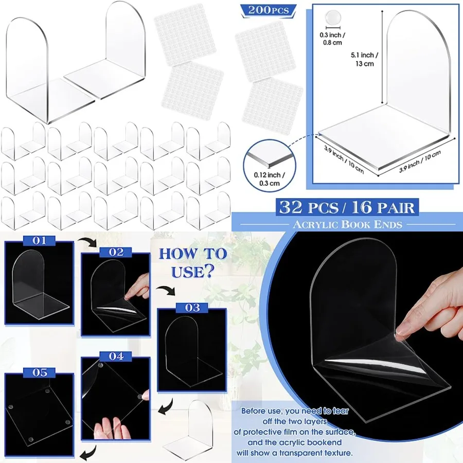 Pcs Acrylic Clear Book Ends with Silicone Pad Non Skid Book Holders Arch Shape Heavy Duty Bookends Stoppers for Movies, CDs, Vi
Pcs Acrylic Clear Book Ends with Silicone Pad Non Skid Book Holders Arch Shape Heavy Duty Bookends Stoppers for Movies, CDs, Vi