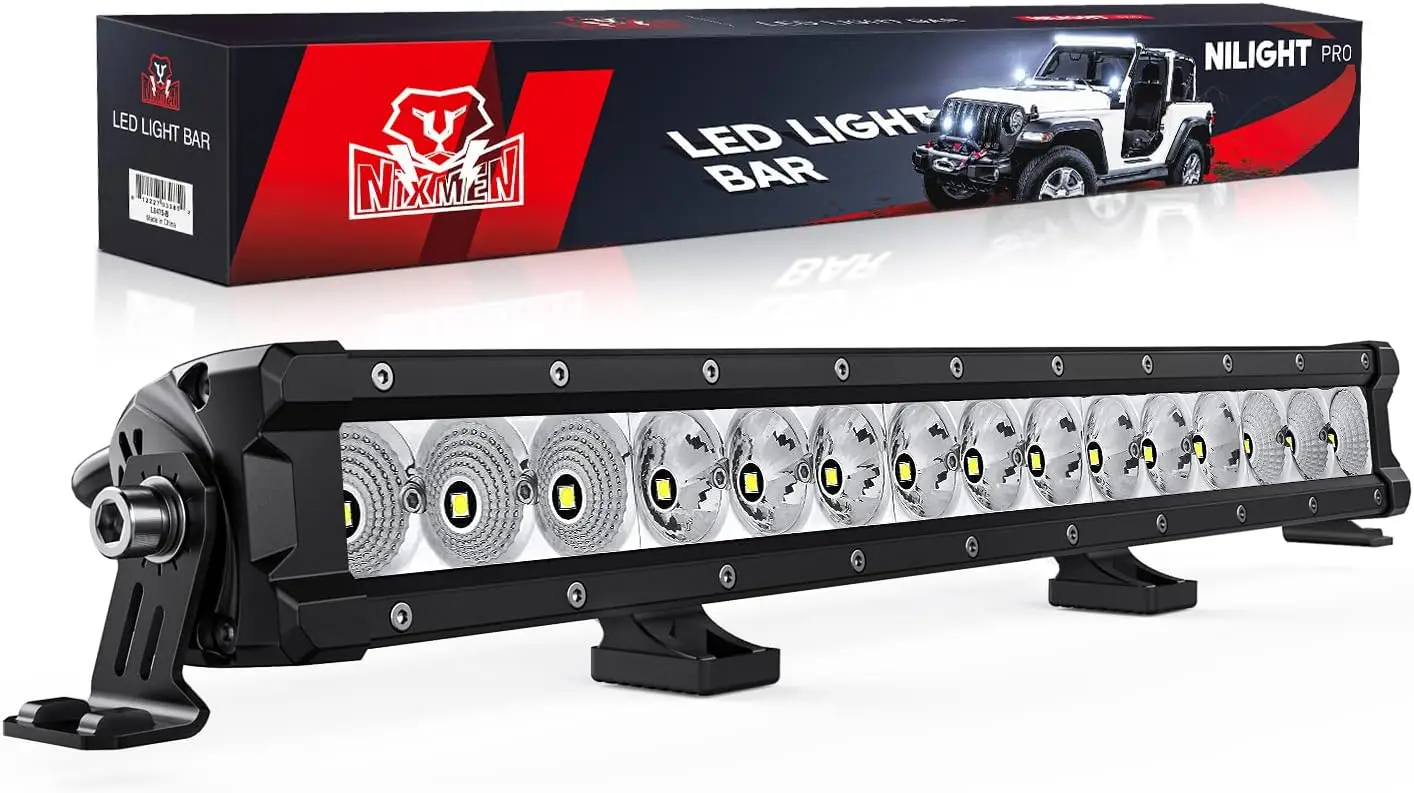 Nilight LED Light Bar 20 Inch 75W Flood Spot Combo Beam 9000LM IP68 Offroad Single Row Slim LED Driving Lighting for Pickup Truck SUV ATV UTV Boat Jeep
Nilight LED Light Bar 20 Inch 75W Flood Spot Combo Beam 9000LM IP68 Offroad Single Row Slim LED Driving Lighting for Pickup Truck SUV ATV UTV Boat Jeep