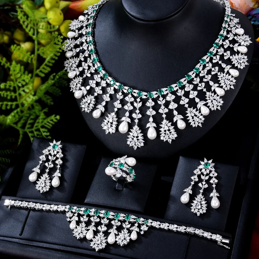 Jimbora 5 Colors Shiny Luxury Princess Necklace Bangle Earrings Ring Jewelry Set Brides Wedding Jewellery Full Cubic Zirconia
Jimbora 5 Colors Shiny Luxury Princess Necklace Bangle Earrings Ring Jewelry Set Brides Wedding Jewellery Full Cubic Zirconia