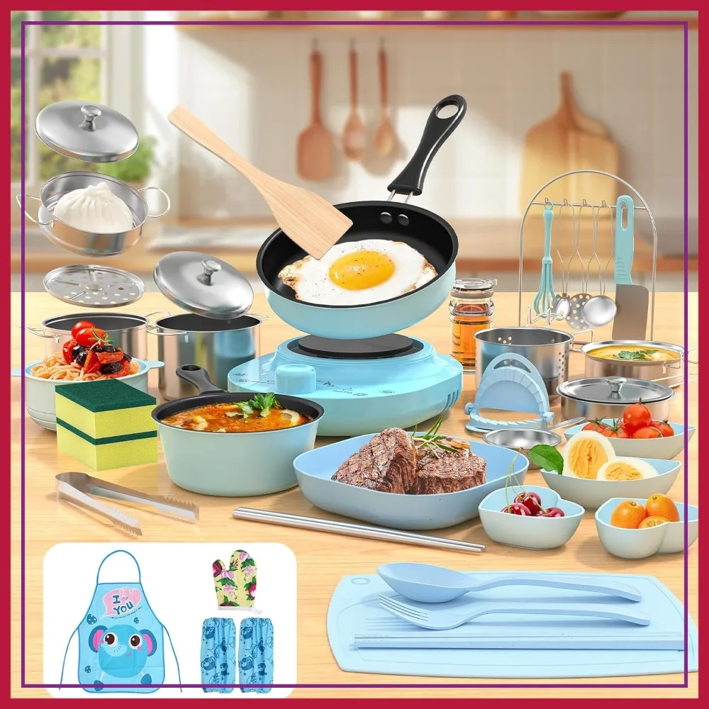 Kids Cooking Set Real, Safe Montessori Mini Tools for Ages 8-12, Easy Beginner Food Making, Blue
Kids Cooking Set Real, Safe Montessori Mini Tools for Ages 8-12, Easy Beginner Food Making, Blue