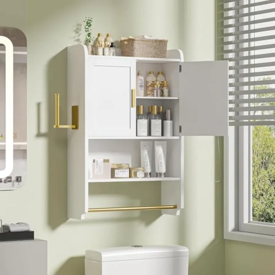 Bathroom Wall Cabinet, Wall Mounted Medicine Cabinet, Space Saver Storage Cabinet with Towel Bar for Bathroom Laundry Room Kitc
Bathroom Wall Cabinet, Wall Mounted Medicine Cabinet, Space Saver Storage Cabinet with Towel Bar for Bathroom Laundry Room Kitc