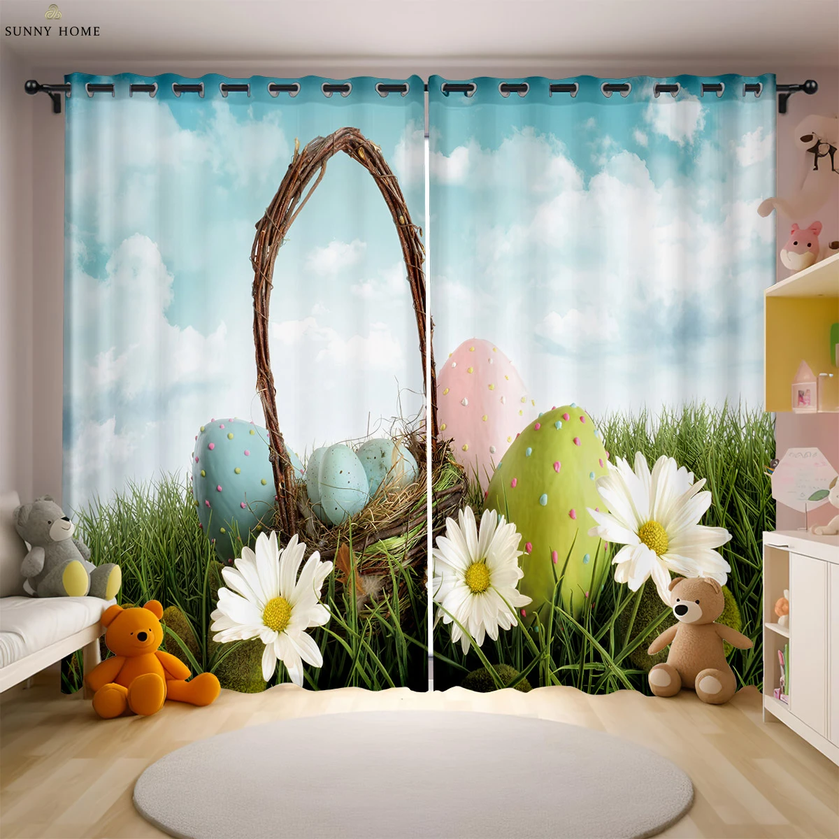 Blackout Curtains Easter Colored Egg Cartoon Print Curtains Bedroom Living Room Children's Room Holiday Decoration Curtains
Blackout Curtains Easter Colored Egg Cartoon Print Curtains Bedroom Living Room Children's Room Holiday Decoration Curtains