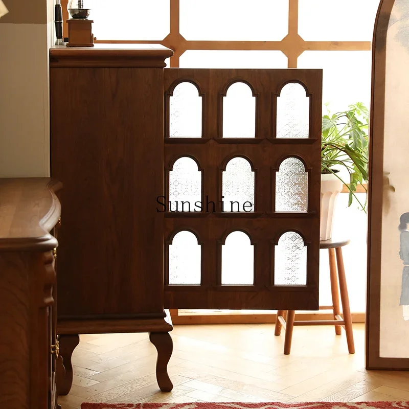 Solid wood storage display cabinet retro simple living room tea cabinet
Solid wood storage display cabinet retro simple living room tea cabinet