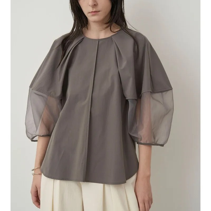 Japanese Style Mesh Spliced Women's Shirts & Blouses 2025 New Summer Fashion Loose O-Neck Short Sleeve Camisas Tops Blusas Mujer
Japanese Style Mesh Spliced Women's Shirts & Blouses 2025 New Summer Fashion Loose O-Neck Short Sleeve Camisas Tops Blusas Mujer