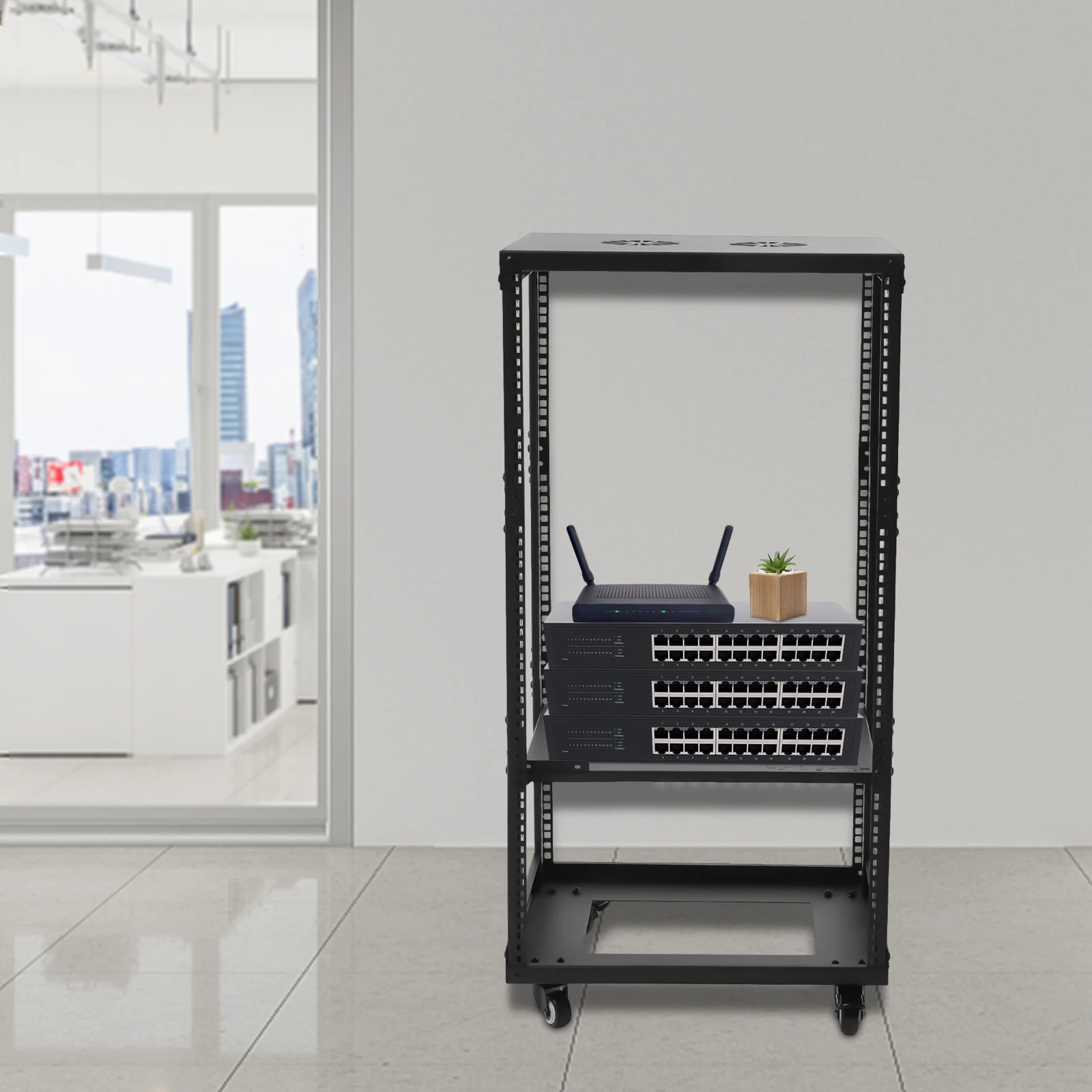 18U Open Frame Server Rack, 4 Post Adjustable Mobile Free Standing Rolling Network/Computer Equipment Data Rack Floor Mounting
18U Open Frame Server Rack, 4 Post Adjustable Mobile Free Standing Rolling Network/Computer Equipment Data Rack Floor Mounting