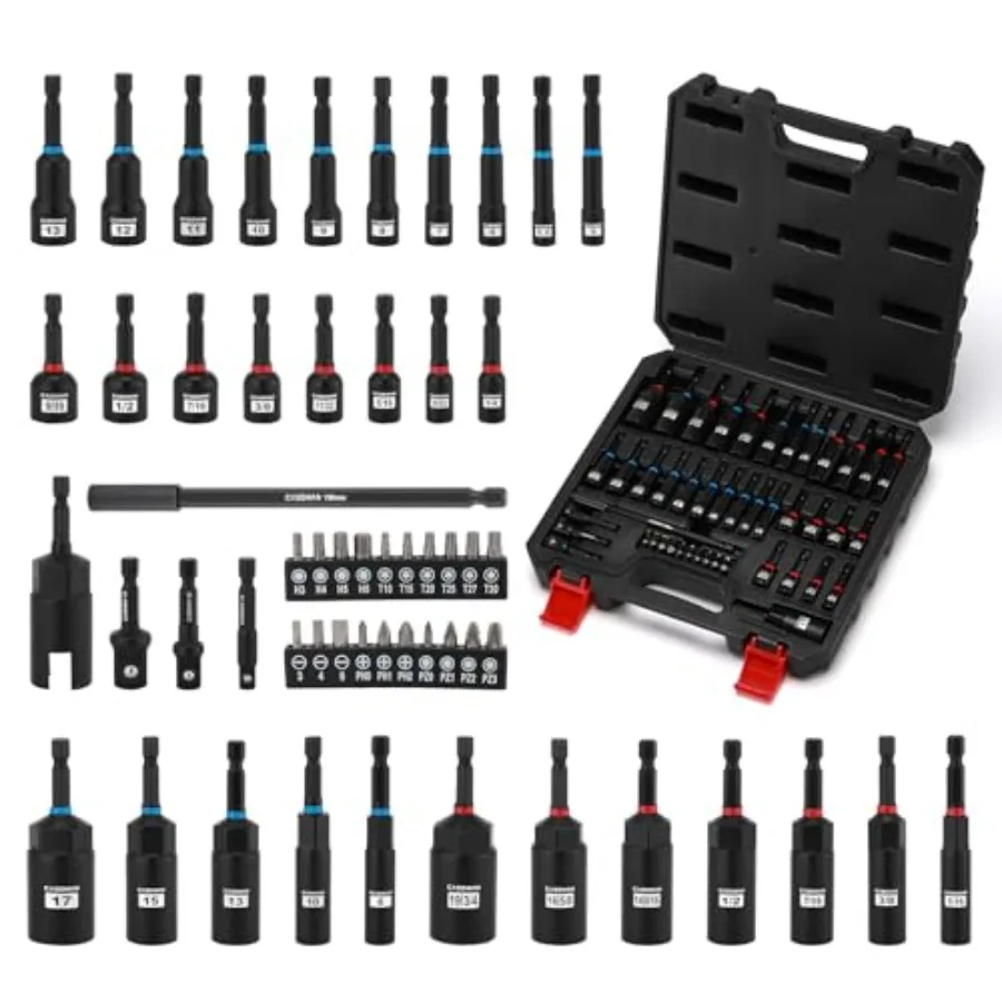 55-Piece Magnetic Nut Driver Set for Impact Drill Deep and Shallow Metric and SAE Includes Screwdriver Bits Bit Extension Bar S
55-Piece Magnetic Nut Driver Set for Impact Drill Deep and Shallow Metric and SAE Includes Screwdriver Bits Bit Extension Bar S