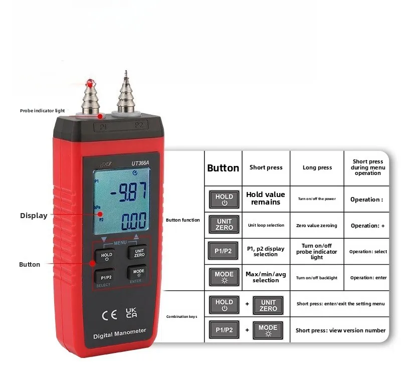 Digital Differential Pressure Meter UT366A Air Conditioning System Pressure Detection, Ventilation Duct Pressure Meter
Digital Differential Pressure Meter UT366A Air Conditioning System Pressure Detection, Ventilation Duct Pressure Meter