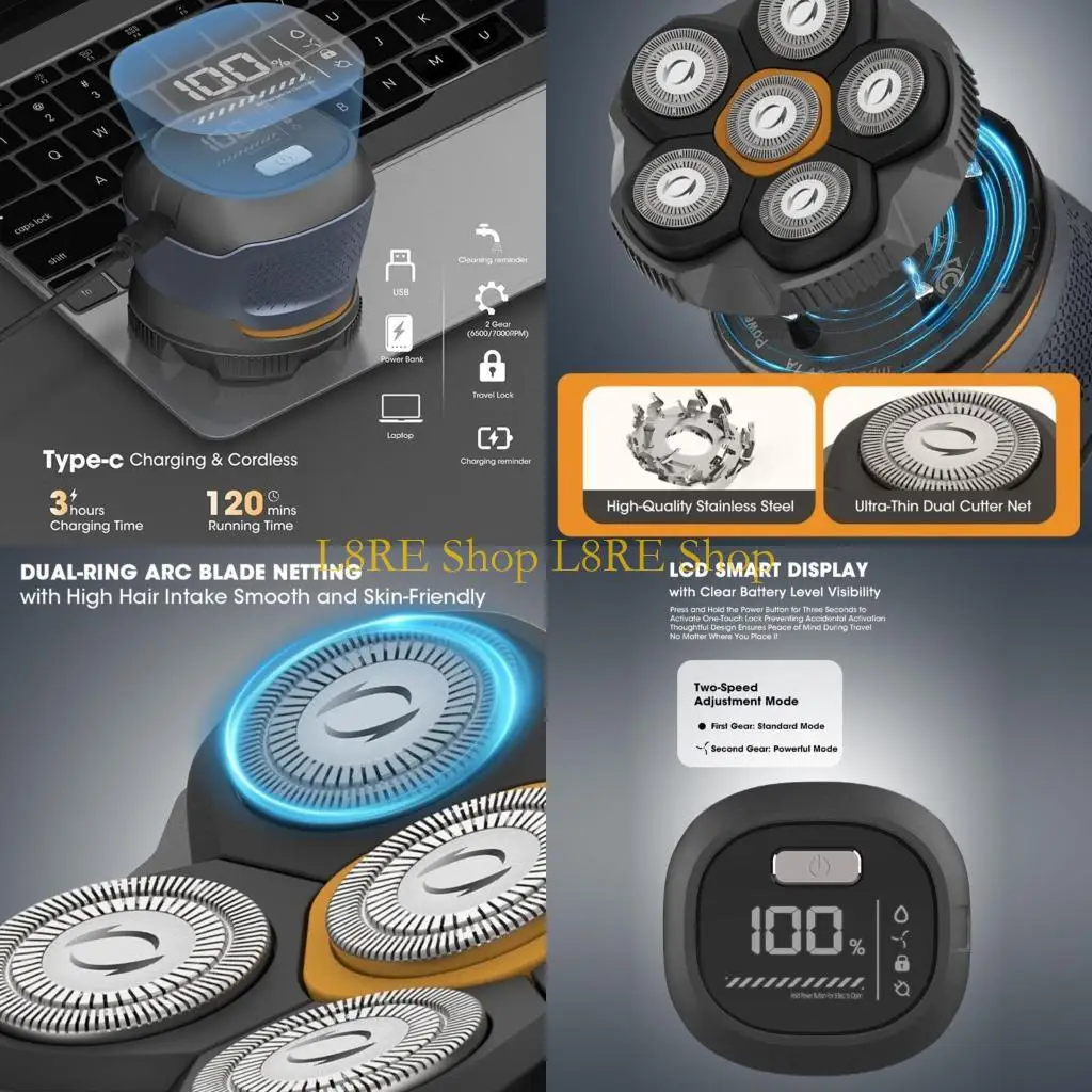 L8RE Head Shavers for Men Bald Head Shaver Waterproof Cordless Head Shavers For Men
L8RE Head Shavers for Men Bald Head Shaver Waterproof Cordless Head Shavers For Men