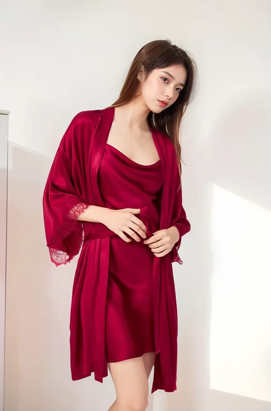 Pure Silk Casual Belted Womens Robe Blue Color Lace Trim Bride Robe Kimono 19mm 100% Mulberry Silk Robes Nightgown Night Dress
Pure Silk Casual Belted Womens Robe Blue Color Lace Trim Bride Robe Kimono 19mm 100% Mulberry Silk Robes Nightgown Night Dress