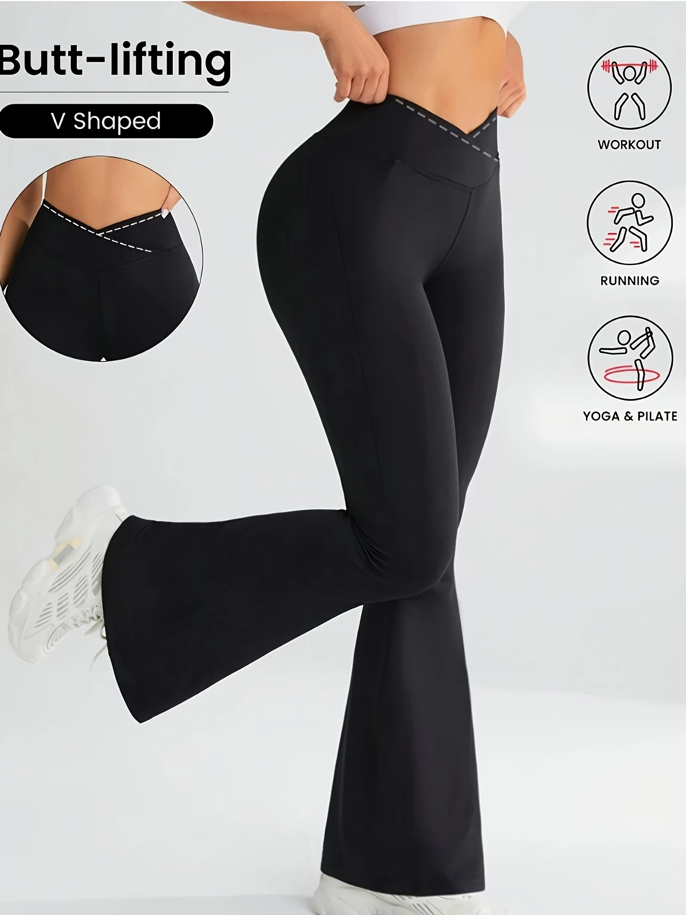 Ladies High Waist Flare Leggings Women V Cut Waistband Butt Lifting Yoga Pants Quick Dry Stretch Bootcut Trousers For Sports Fit
Ladies High Waist Flare Leggings Women V Cut Waistband Butt Lifting Yoga Pants Quick Dry Stretch Bootcut Trousers For Sports Fit