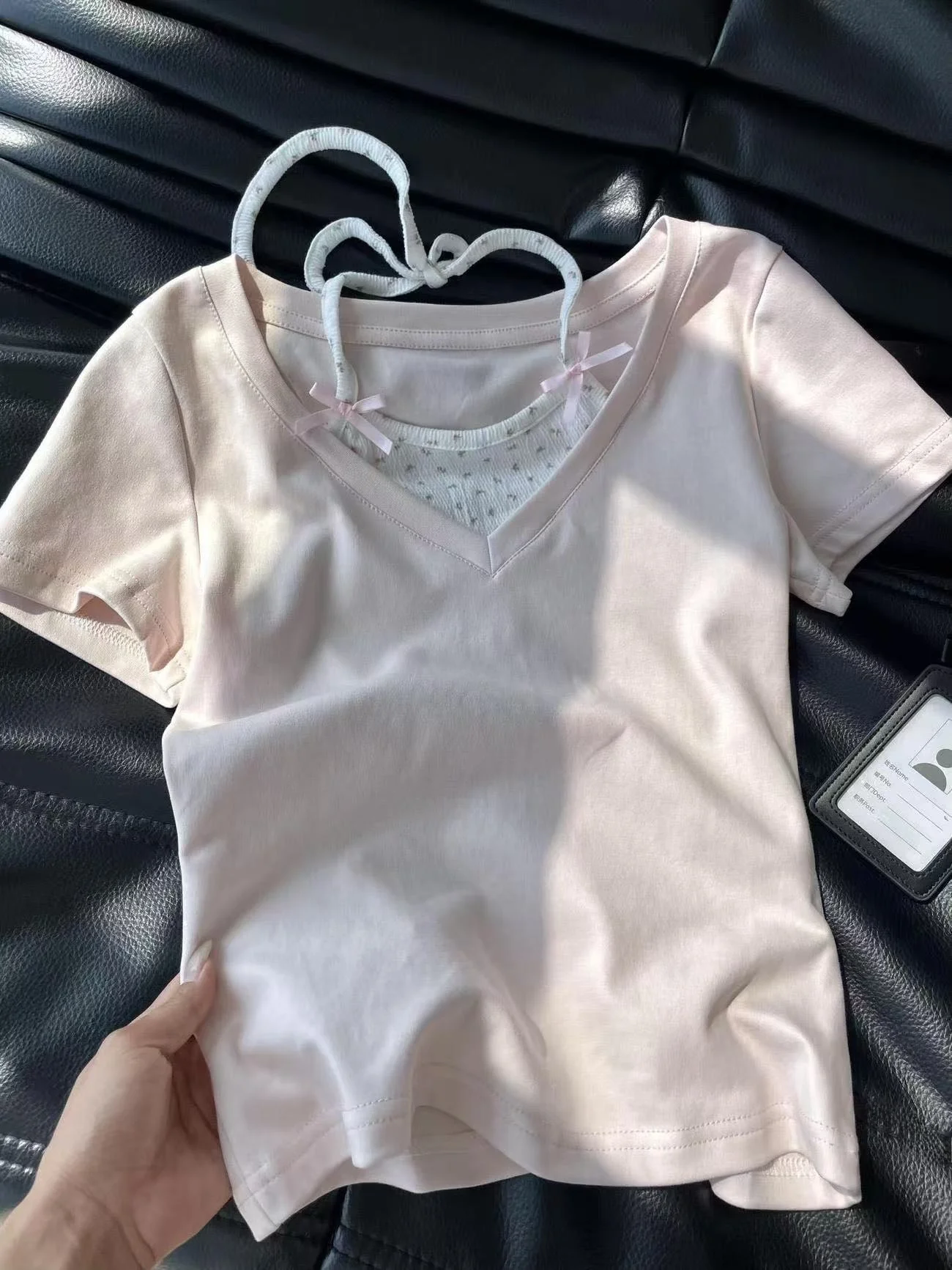 Sweet Style Pure Cotton Short Sleeve T-Shirt Women's Slim Fit Waist Cinching Belted Two-Piece Look Gentle Top for Summer
Sweet Style Pure Cotton Short Sleeve T-Shirt Women's Slim Fit Waist Cinching Belted Two-Piece Look Gentle Top for Summer