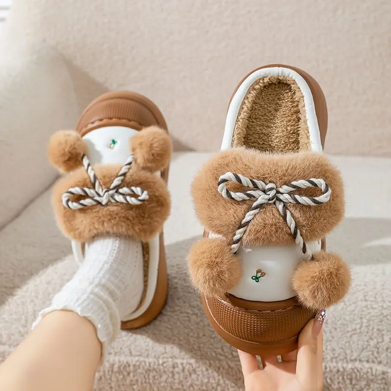 New bow pompon thick furry slippers women's winter waterproof leatherette shoes home plush slipper ladies platform slides shoes
New bow pompon thick furry slippers women's winter waterproof leatherette shoes home plush slipper ladies platform slides shoes
