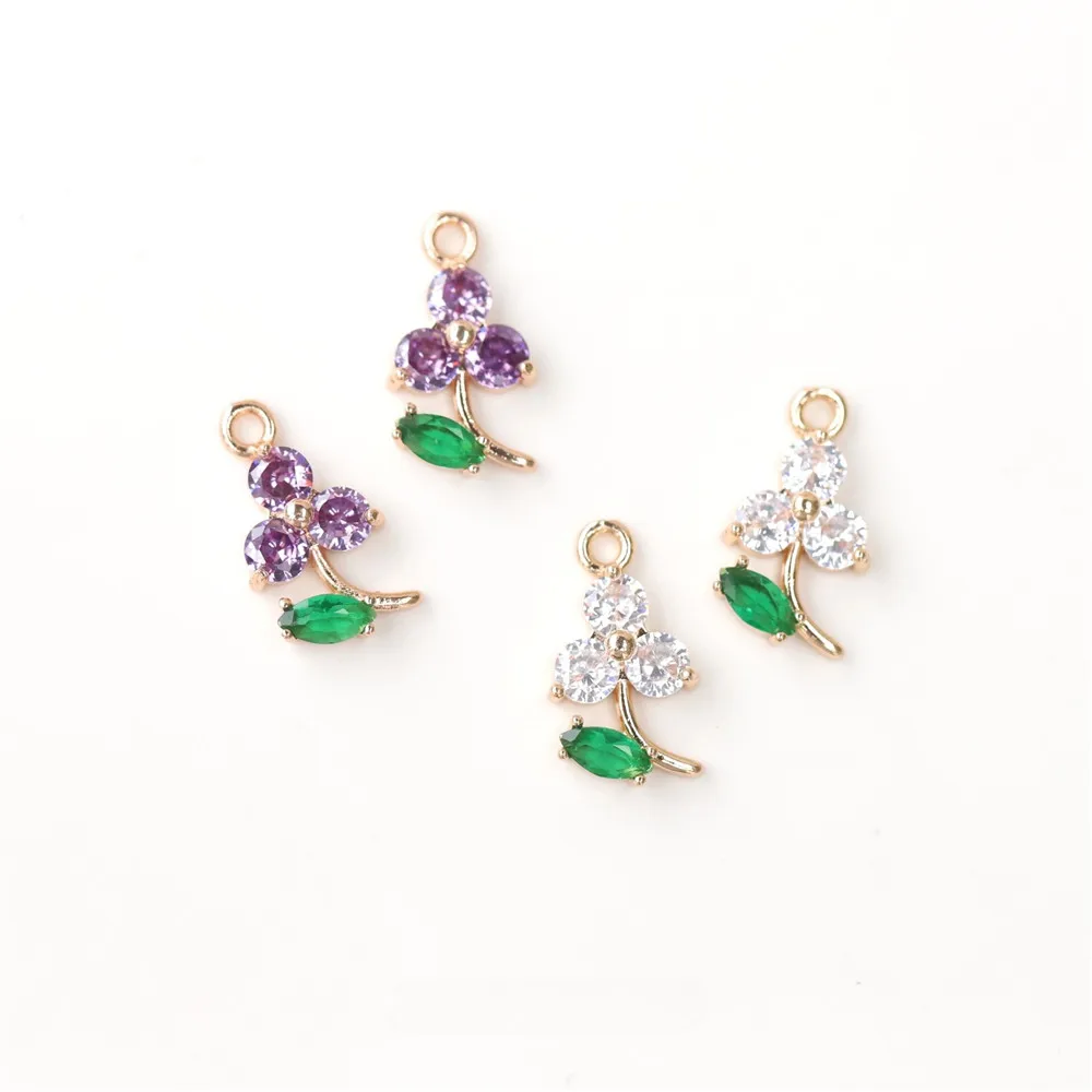 Copper Gold-plated Zircon Micro-inlaid Cute Fresh Green Leaf Small Flower Pendant DIY Necklace Bracelet Handmade Charm Accessori
Copper Gold-plated Zircon Micro-inlaid Cute Fresh Green Leaf Small Flower Pendant DIY Necklace Bracelet Handmade Charm Accessori