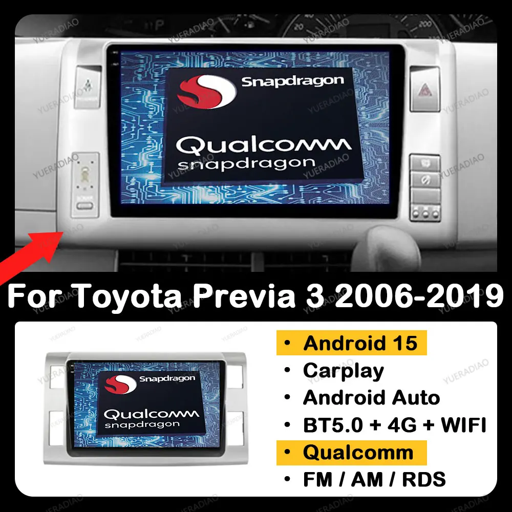 Автомобильный радиоприемник Android 15 для Toyota Previa 3 III XR50 Estima 2006-2019, автомобильный мультимедийный видеоплеер Carplay NAVI GPS 4G + WIFI QLED
Автомобильный радиоприемник Android 15 для Toyota Previa 3 III XR50 Estima 2006-2019, автомобильный мультимедийный видеоплеер Carplay NAVI GPS 4G + WIFI QLED