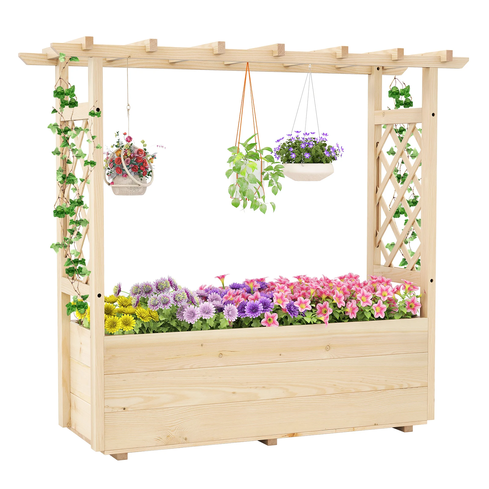 Wooden Raised Garden Bed/ Lattice Trellises Hanging Roof Drainage Indoor Outdoor
Wooden Raised Garden Bed/ Lattice Trellises Hanging Roof Drainage Indoor Outdoor