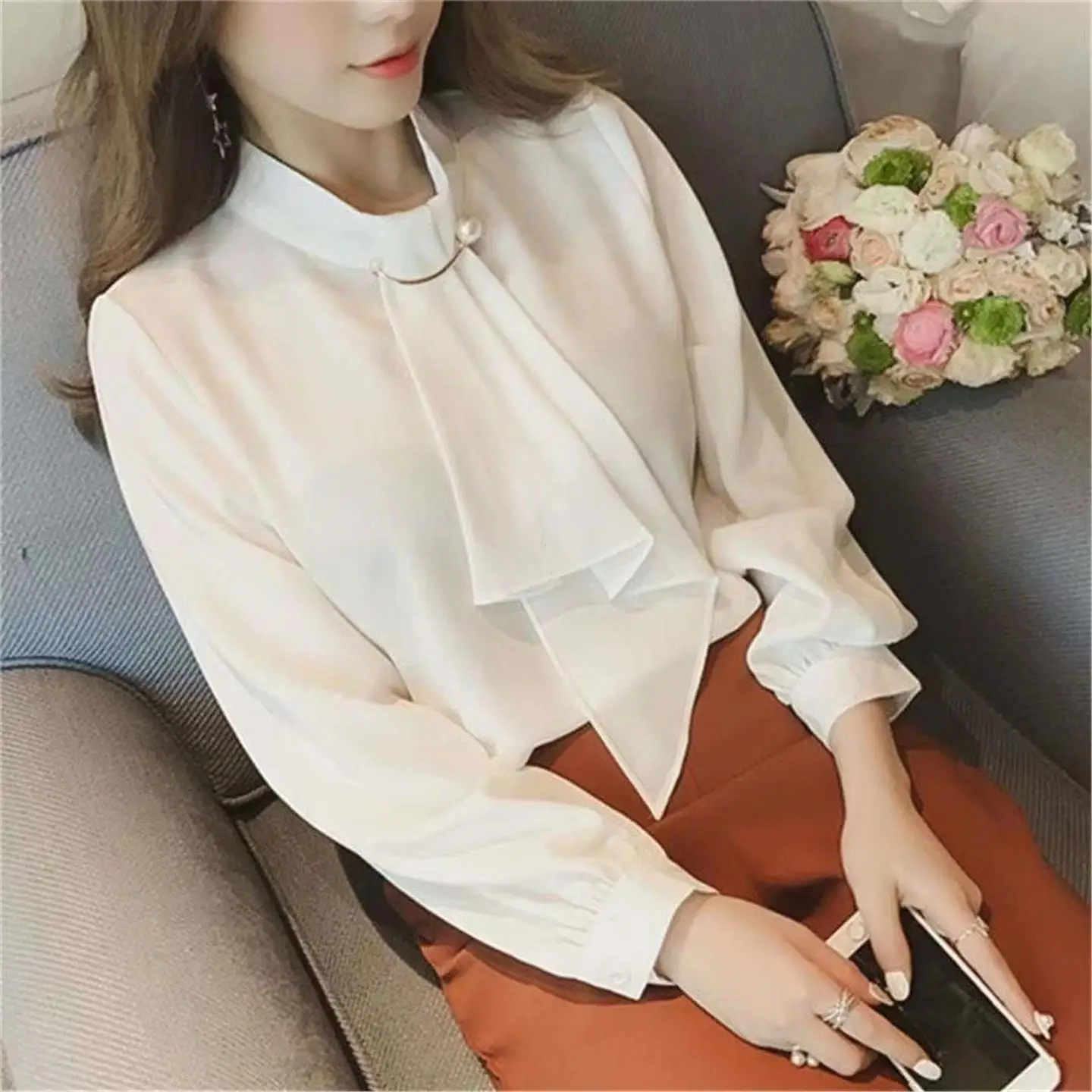Sweet Sle Long Sve Knitted Lantern Sve irts Women's Base Layer Blouse Chiffon Spring Faion Brand New Arrival
Sweet Sle Long Sve Knitted Lantern Sve irts Women's Base Layer Blouse Chiffon Spring Faion Brand New Arrival