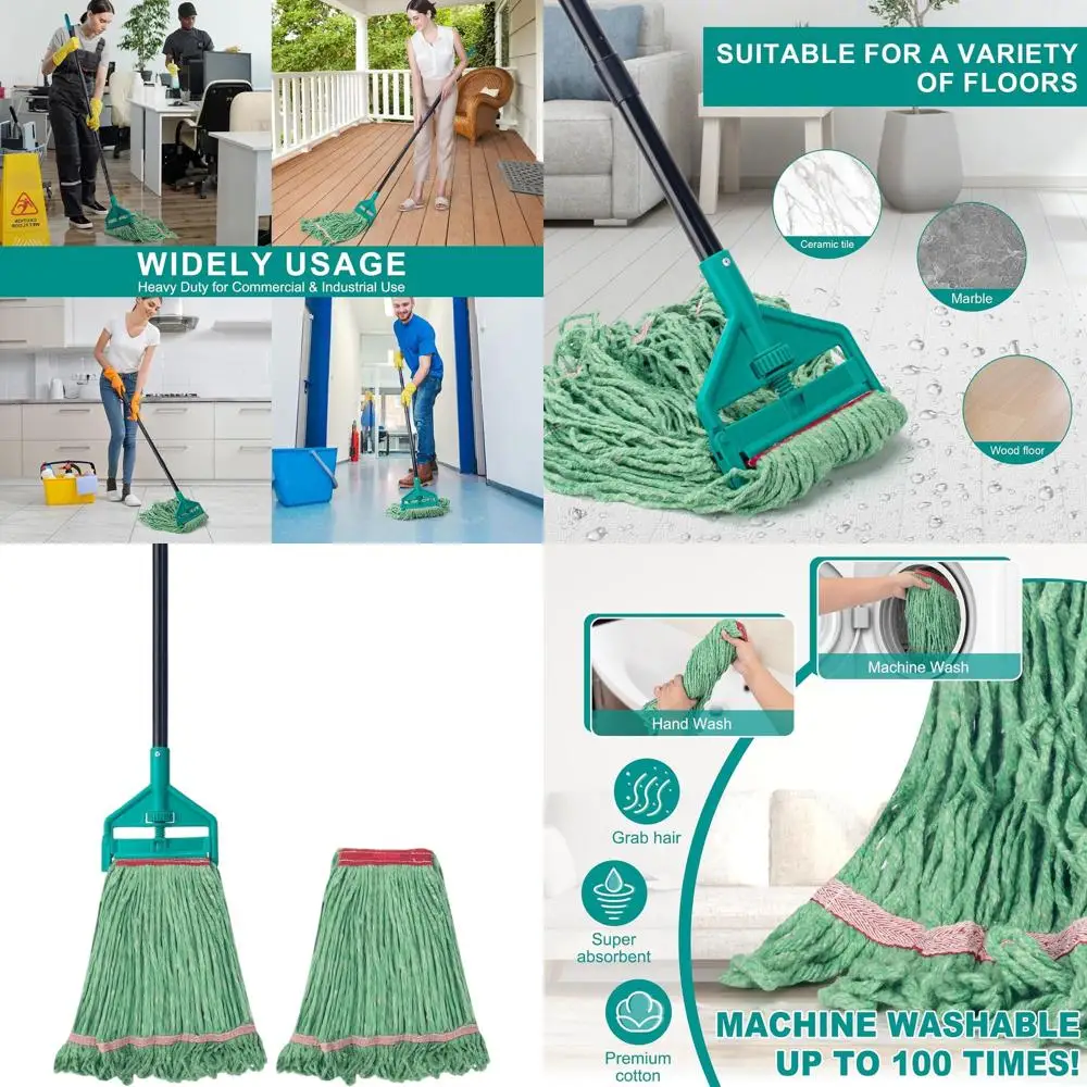 Heavy-Duty 60 Industrial Cotton Loop-End Mop with Extra Heads for Floor Cleaning (Green)
Heavy-Duty 60 Industrial Cotton Loop-End Mop with Extra Heads for Floor Cleaning (Green)