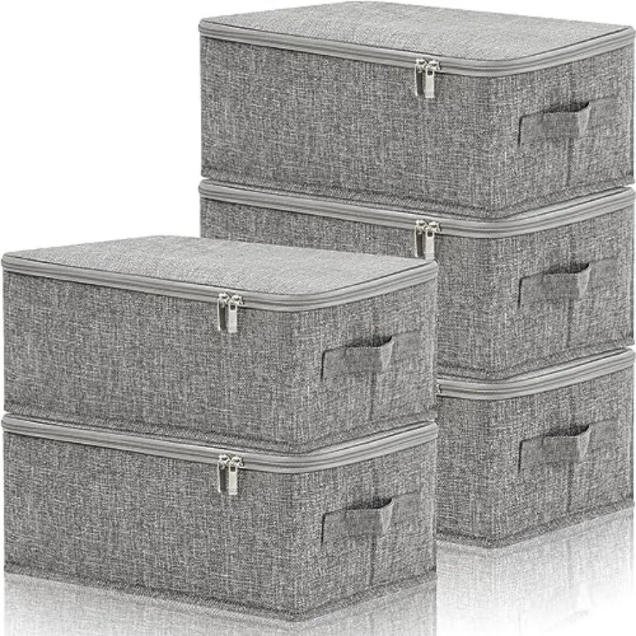 5 Pcs Fabric Storage Bins with Zipper Lids and Handle 15 x 10 x 6'' Rigid Collapsible Washable Wardrobe Storage Boxes Stackable
5 Pcs Fabric Storage Bins with Zipper Lids and Handle 15 x 10 x 6'' Rigid Collapsible Washable Wardrobe Storage Boxes Stackable