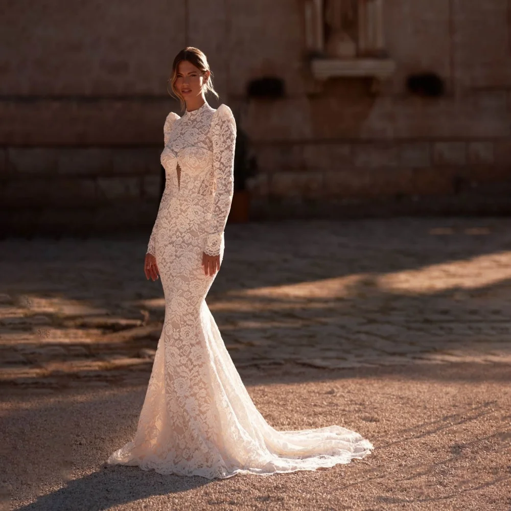 Sexy Beach Bridal Gowns Lace Applique Wedding Dresses Long Sleeve High Split Boho Bridal Gown vestidos de novia Customized
Sexy Beach Bridal Gowns Lace Applique Wedding Dresses Long Sleeve High Split Boho Bridal Gown vestidos de novia Customized