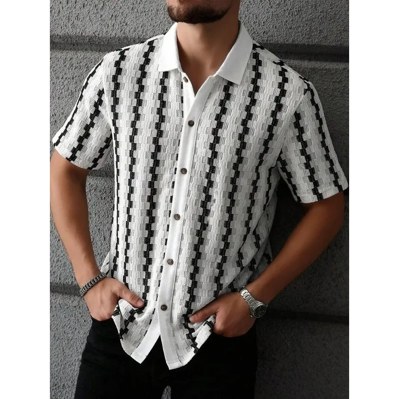 Men Vintage Plaid Knit Shirts Summer Lapel Short Sleeve Trendy Versatile Casual Texture Tops
Men Vintage Plaid Knit Shirts Summer Lapel Short Sleeve Trendy Versatile Casual Texture Tops