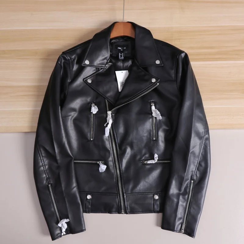Oil Waed PU Leather Biker Jaet Men's Faion Casual Collar Stand up Coat Trendy Cany Single hine Coat Long Sve
Oil Waed PU Leather Biker Jaet Men's Faion Casual Collar Stand up Coat Trendy Cany Single hine Coat Long Sve