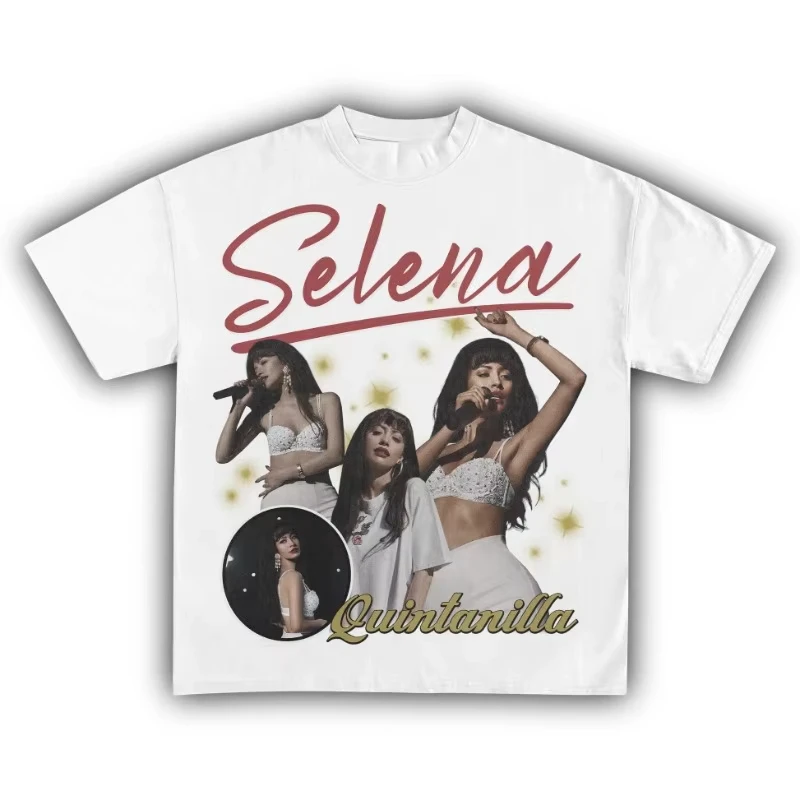 Хлопковая футболка с рисунком Selena Qunitanilla, женская футболка Essentials с коротким рукавом, винтажный топ, летняя винтажная модная брендовая футболка
Хлопковая футболка с рисунком Selena Qunitanilla, женская футболка Essentials с коротким рукавом, винтажный топ, летняя винтажная модная брендовая футболка