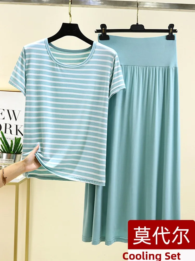 Women's Modal T-shirt Skirt Set Summer Loose Short Sleeve Home Clothes Can Be Worn outside plus Size Casual Two-Piece Set
Women's Modal T-shirt Skirt Set Summer Loose Short Sleeve Home Clothes Can Be Worn outside plus Size Casual Two-Piece Set