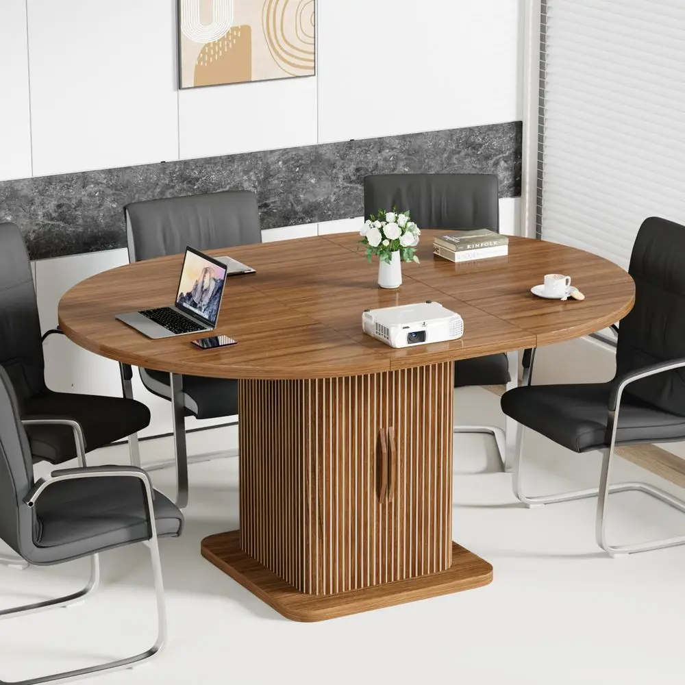 Round Conference Table for 48 People, 43in59in Modern Oval Meeting Room Table with Storage, Fluted Wood Slide Doors, Small Comp
Round Conference Table for 48 People, 43in59in Modern Oval Meeting Room Table with Storage, Fluted Wood Slide Doors, Small Comp